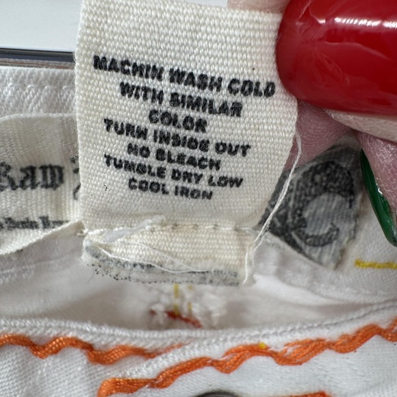 Raw Blue Shorts Womens 9/10 White Denim Embroidery Cross Royalty Wings Retro Y2K - Picture 6 of 9